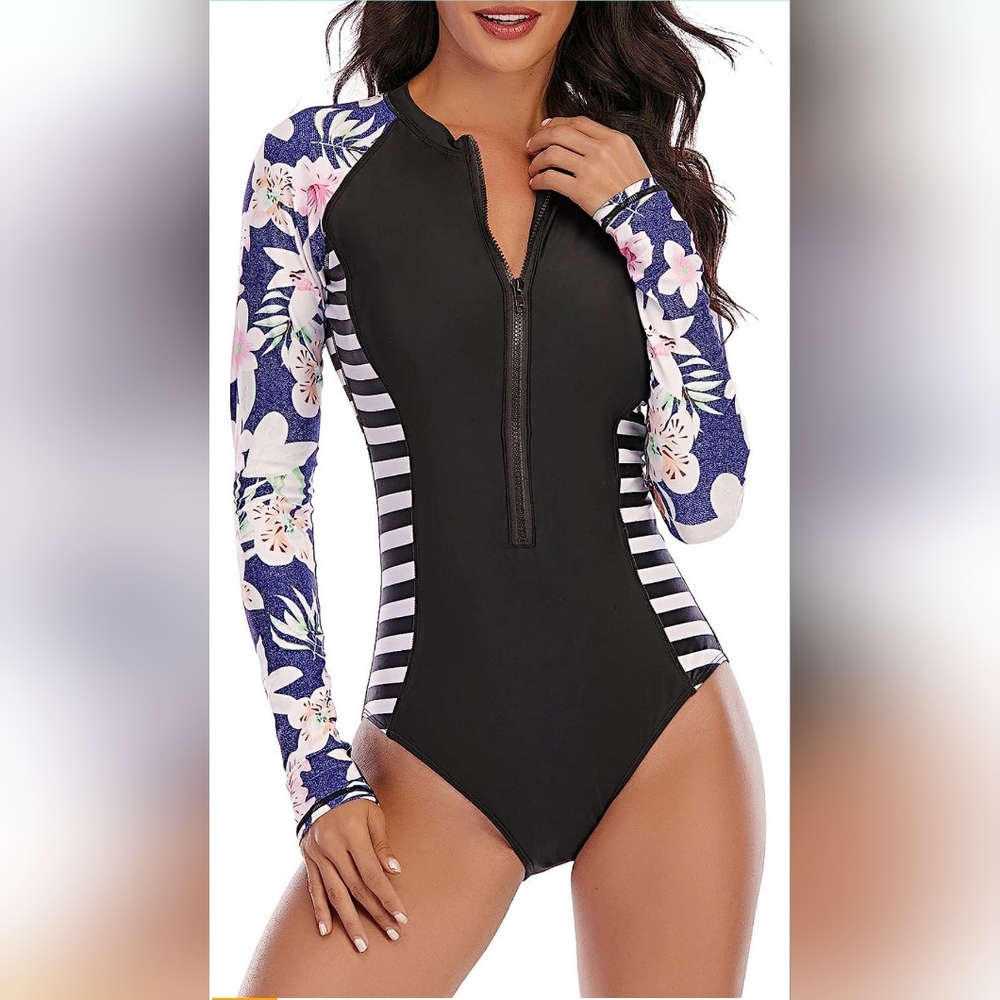 Like New Long Sleeved Rash Guard One Piece Swimsuit. Size Small